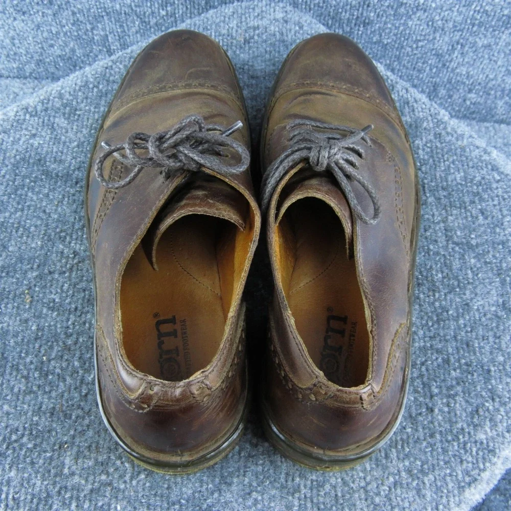 Born  Men Derby Oxfords Shoes Brown Leather Lace Up Size 8 Medium‎